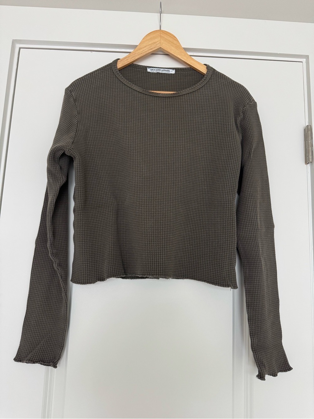 Groceries Olive Waffle Long Sleeve Tee
